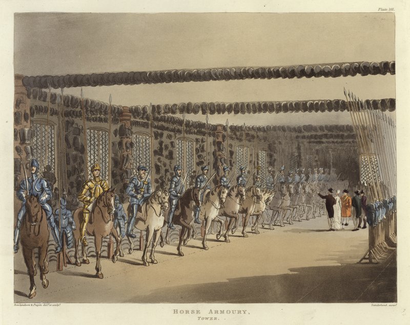 Koňská zbrojnice od Pugin and Rowlandson