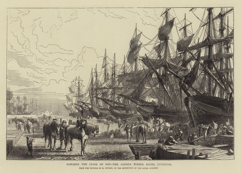 Ke konci dne, Canada Timber Docks, Liverpool od R. Dudley