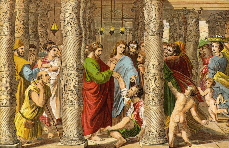 Petr a Jan léčí impotenta (chromolitho) od Raffaello Sanzio Raphael