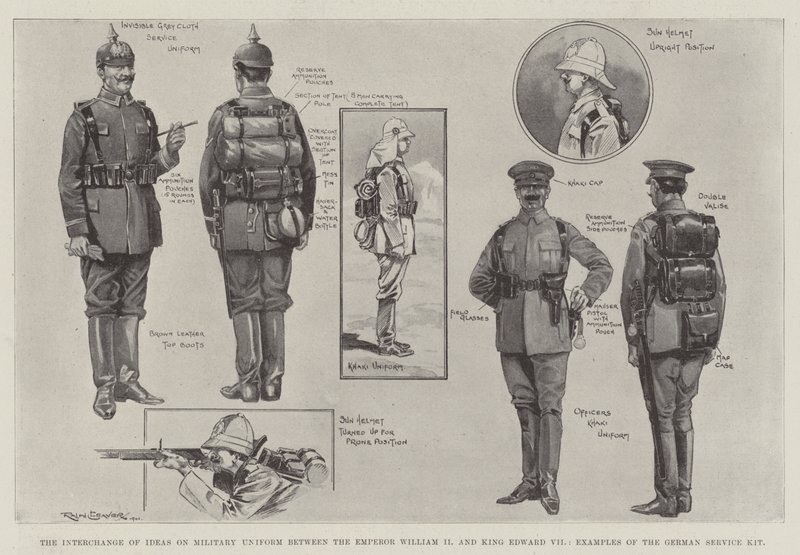 Výměna myšlenek na vojenské uniformě mezi císařem Vilémem II. a králem Edwardem VII., Příklady německé servisní sady od Ralph Cleaver
