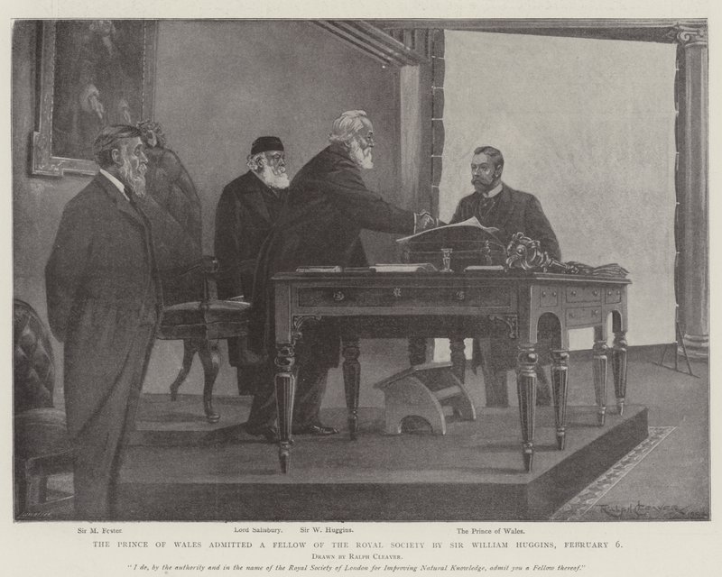 Princ z Walesu přijal Člena Královské společnosti Sirem Williamem Hugginsem, 6. února od Ralph Cleaver