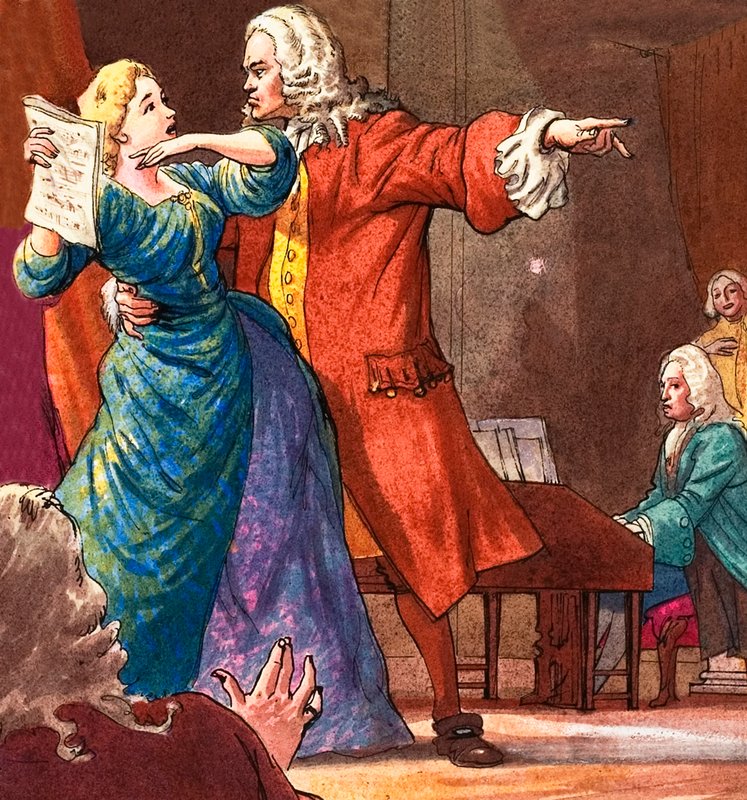 Händel se snaží zvládnout temperamentního operního pěvce. od Ralph Bruce
