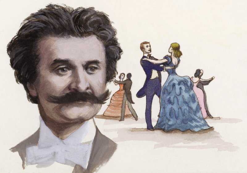 Johann Strauss mladší (kvaš na papíře) od Ralph Bruce
