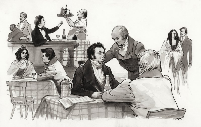 Schubert a přátelé (kvaš na papíře) od Ralph Bruce