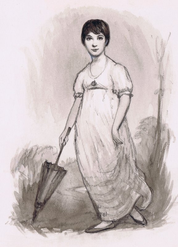 Mladá Jane Austenová (tužka a akvarel) od Ralph Bruce