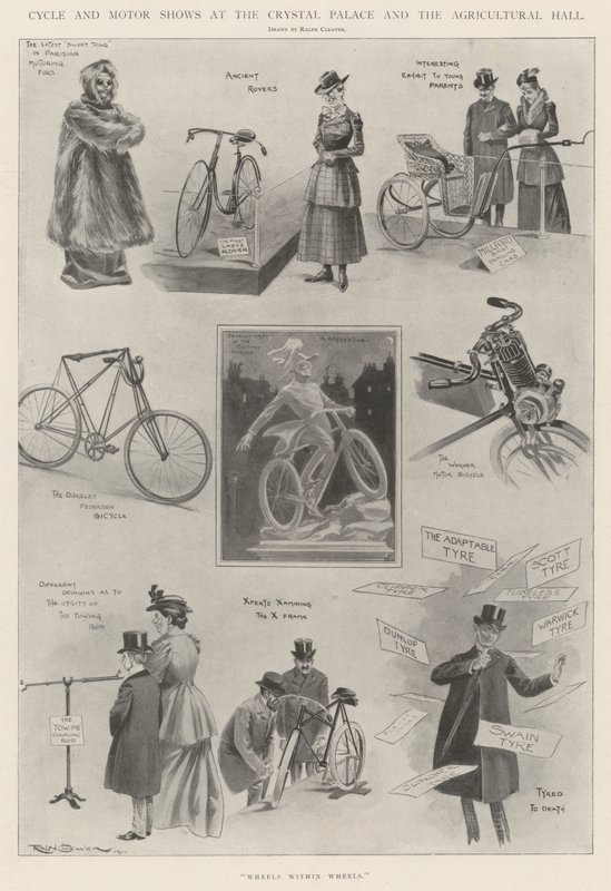 Cyklistické a autosalony v Crystal Palace a Agricultural Hall od Ralph Cleaver