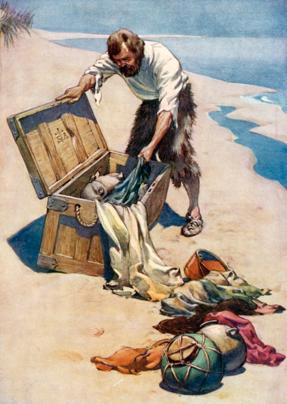 Ilustrace pro Robinsona Crusoe od Daniela Defoe (barevné lito) od Ralph Noel Pocock