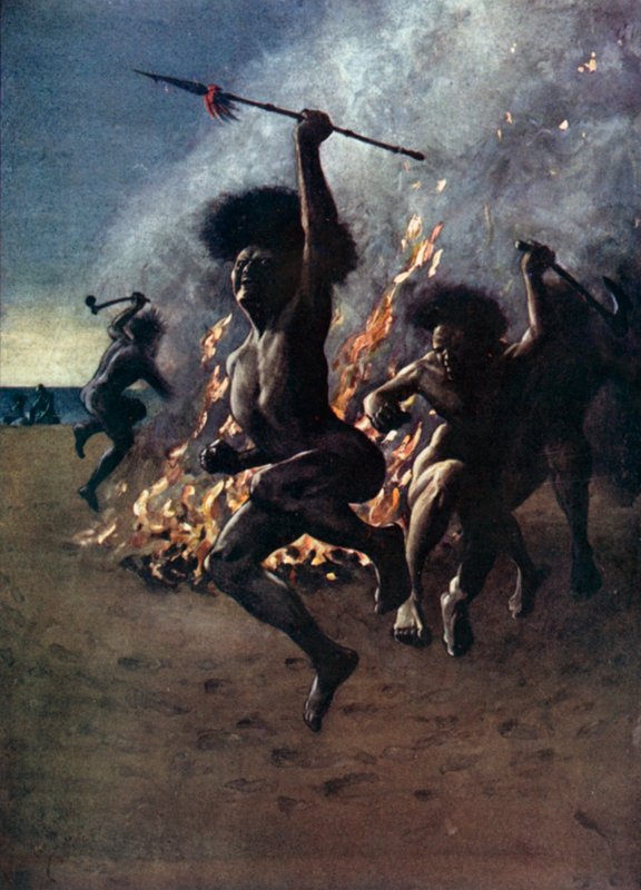 Ilustrace pro Robinsona Crusoe od Daniela Defoe (barevné lito) od Ralph Noel Pocock