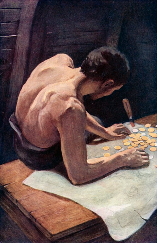 Ilustrace pro Robinsona Crusoe od Daniela Defoe (barevné lito) od Ralph Noel Pocock
