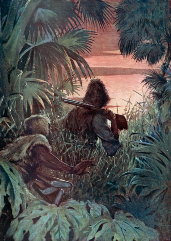 Ilustrace pro Robinsona Crusoe od Daniela Defoe (barevné lito) od Ralph Noel Pocock