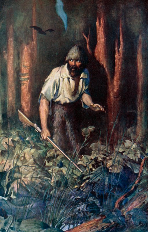 Ilustrace pro Robinsona Crusoe od Daniela Defoe (barevné lito) od Ralph Noel Pocock