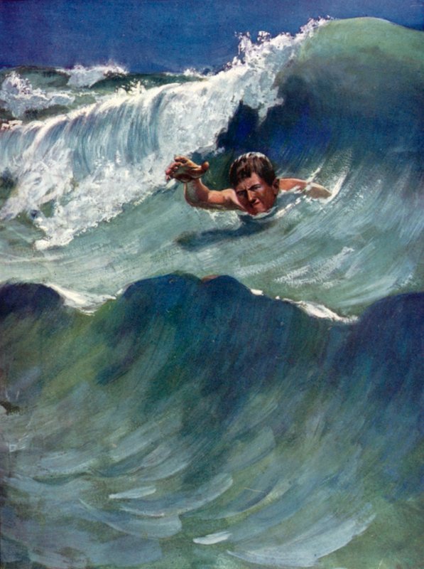 Ilustrace pro Robinsona Crusoe od Daniela Defoe (barevné lito) od Ralph Noel Pocock