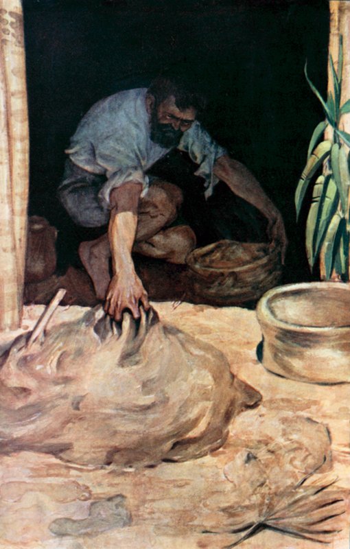 Ilustrace pro Robinsona Crusoe od Daniela Defoe (barevné lito) od Ralph Noel Pocock