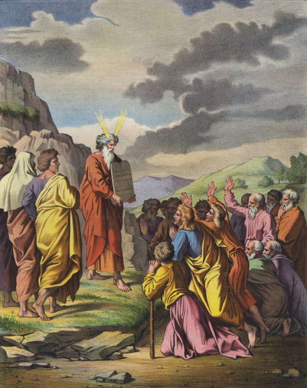 Mojžíš předal Desatero přikázání svému lidu od Raffaello Sanzio Raphael