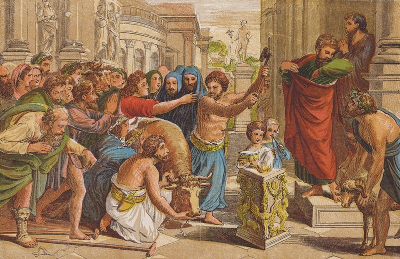 Obětování v Lystře (barevná litografie) od Raphael (1483 1520) (after)
