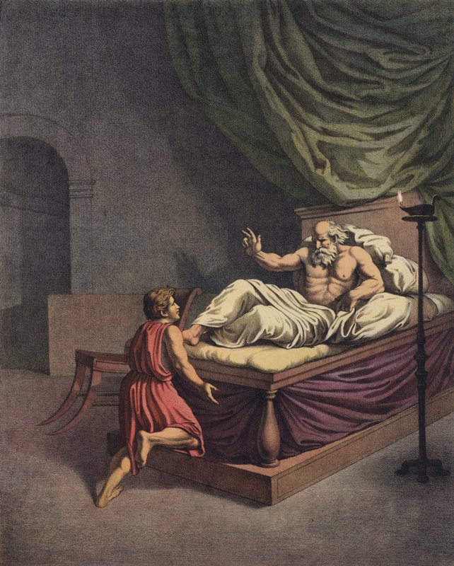 Samuel jde za Eli poté, co uslyšel hlas volající jeho jméno (barva litho) od after Raphael