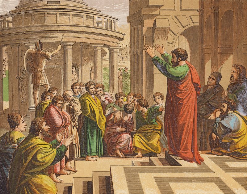 Kázání svatého Pavla v Aténách (barevná litografie) od Raphael (1483 1520) (after)