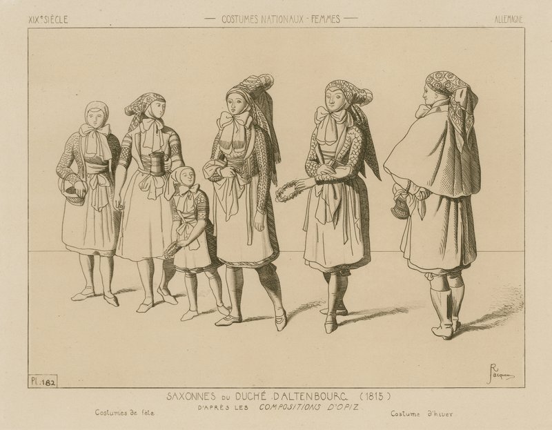 Německé národní kroje - vévodství Saxe-Altenburg (1815) od Raphael Jacquemin