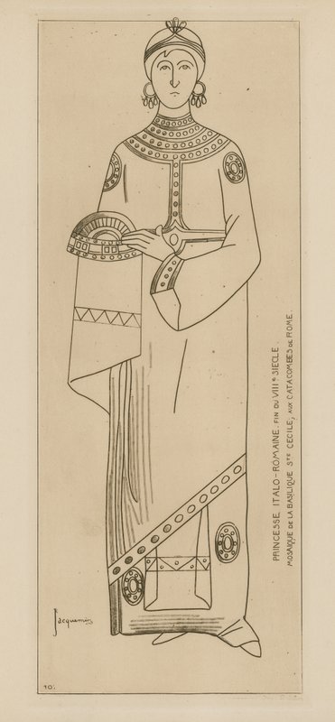 Italsko-římská princezna. Konec 8. století. Mozaika z baziliky svaté Cecilie, na katamobách Říma. od Raphael Jacquemin