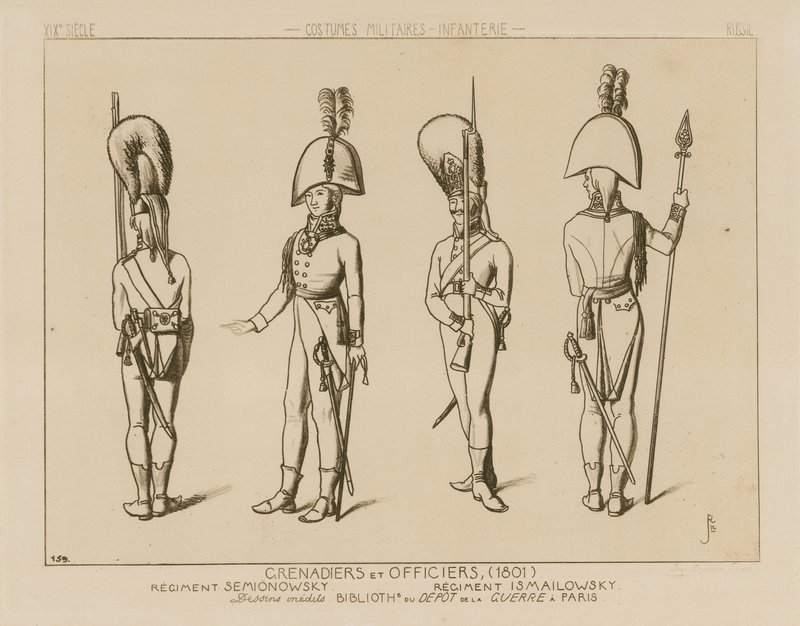 Ruští granátníci a důstojníci, 1801 od Raphael Jacquemin