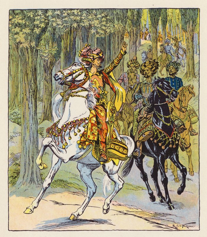 Les Mille et Une Nuits / Tisíc a jedna noc (barevná litografie) od Raymond de la Neziere