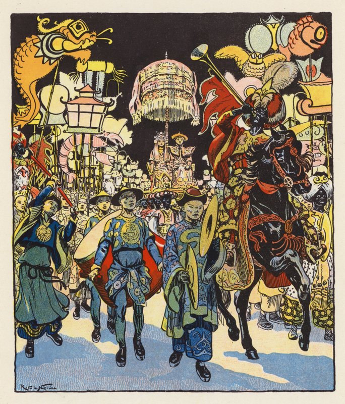 Les Mille et Une Nuits / Tisíc a jedna noc (barevná litografie) od Raymond de la Neziere