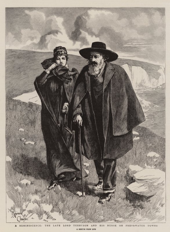 Vzpomínka na zesnulého lorda Tennysona a jeho chůvu na Freshwater Downs (rytina) od Reginald Thomas Cleaver