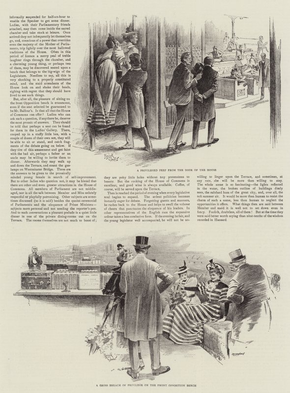 Dáma na návštěvě v Dolní sněmovně (litografie) od Reginald Thomas Cleaver