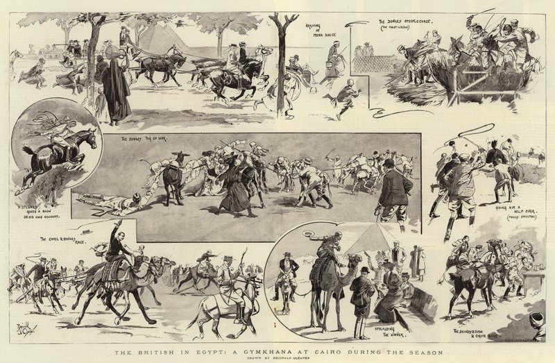 Britové v Egyptě, Gymkhana v Káhiře během sezóny (litografie) od Reginald Thomas Cleaver