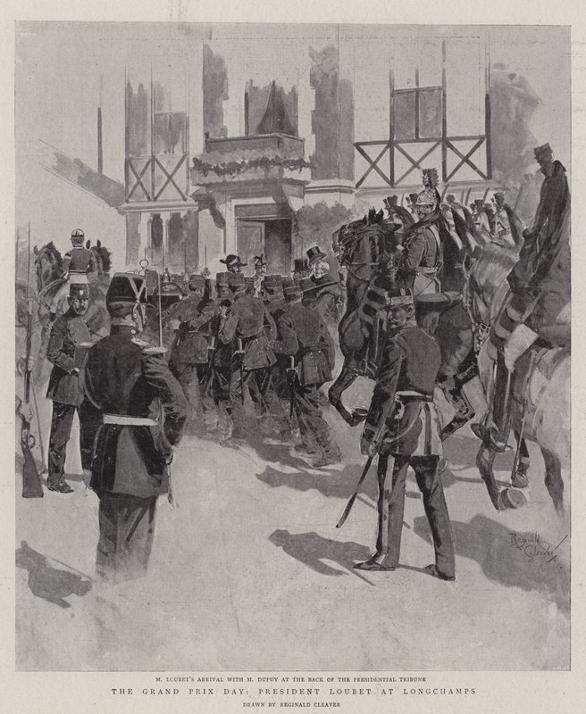 Den Velké ceny, prezident Loubet v Longchamps (litografie) od Reginald Thomas Cleaver