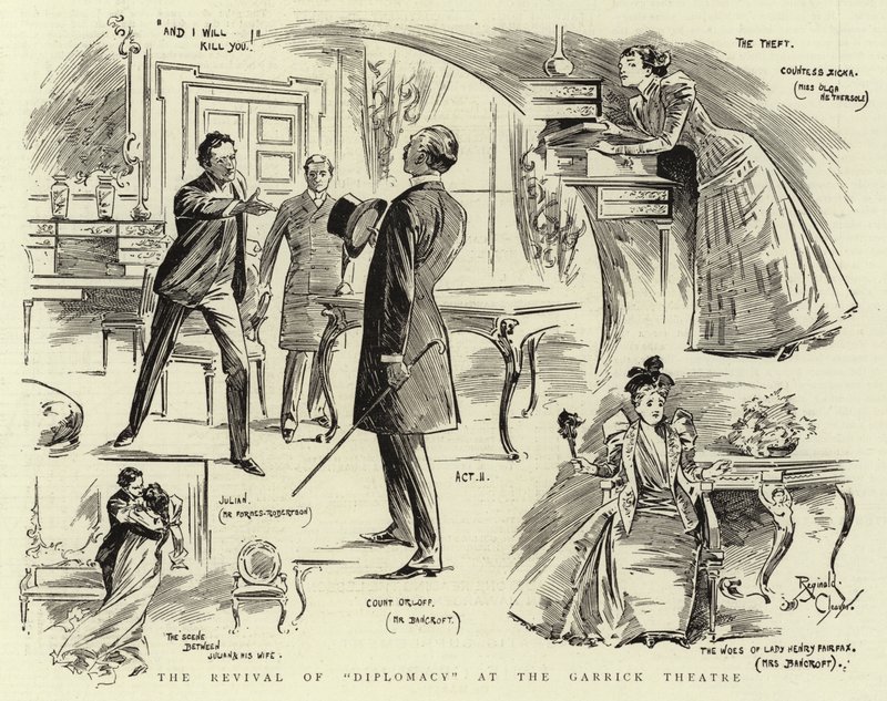 Obnovení hry "Diplomacy" v divadle Garrick (litografie) od Reginald Thomas Cleaver