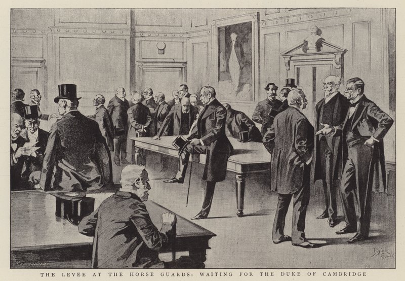 Nástupiště u Horse Guards, čekání na vévodu z Cambridge (litografie) od Reginald Thomas Cleaver