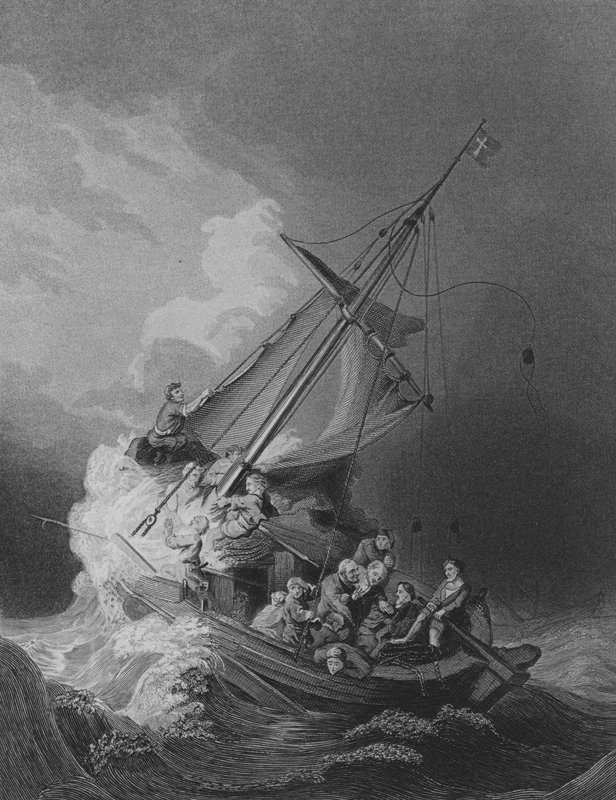 Kristus v bouři (rytina) od Rembrandt Harmensz. van Rijn (after)