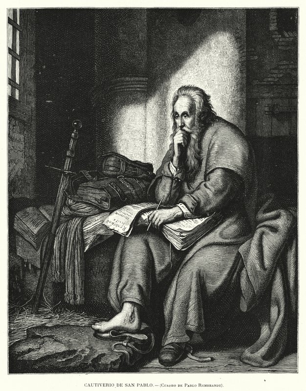 Svatý Pavel ve vězení (litho) od Rembrandt Harmensz. van Rijn (after)