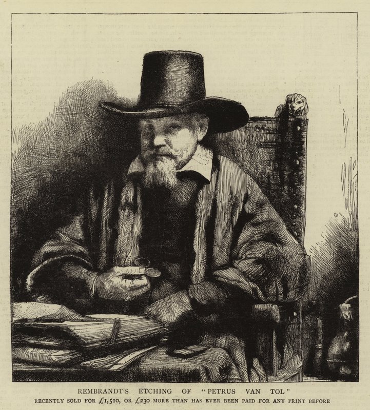 Rembrandtův lept Petrus van Tol od Rembrandt van Rijn