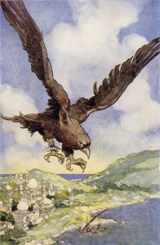Obří pták zvaný Roc (barva litho) od René Bull