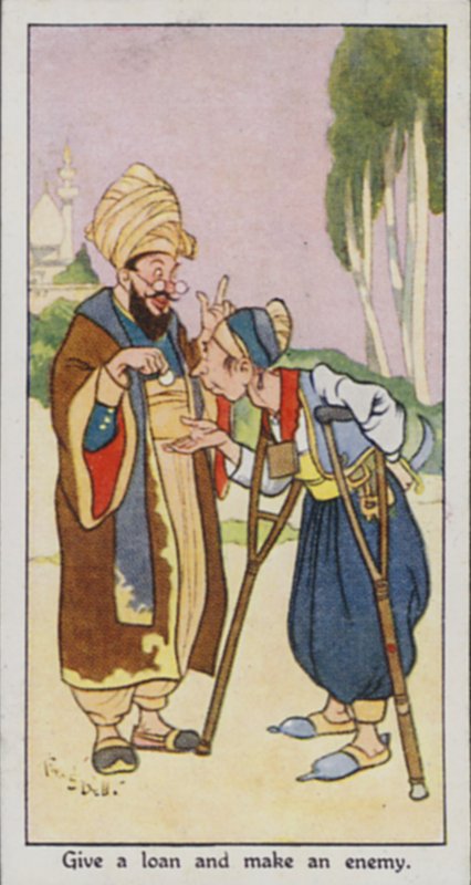 Východní přísloví: Půjčte si a vytvořte si nepřítele (barva litho) od René Bull