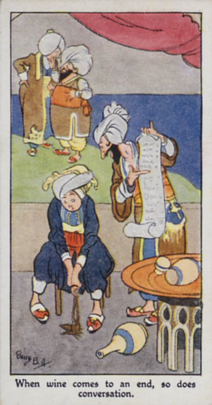 Východní přísloví: Když víno skončí, skončí i konverzace (barva litho) od René Bull