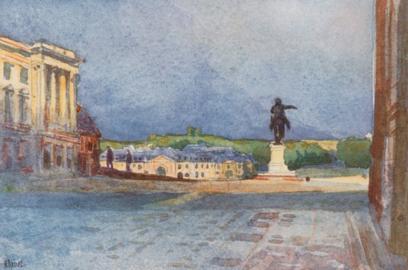 Královský dvůr se sochou Ludvíka XIV., Versailles od Rene Binet