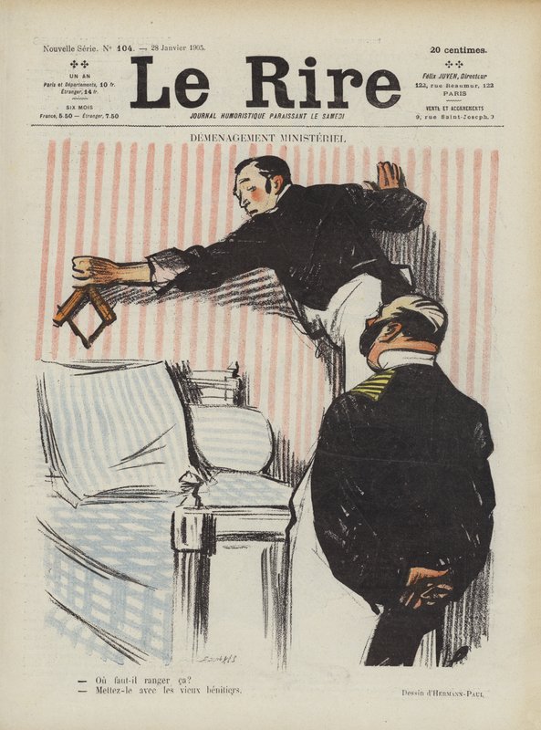 Stěhování ministrů. Ilustrace pro Le Rire od Rene George Hermann Paul