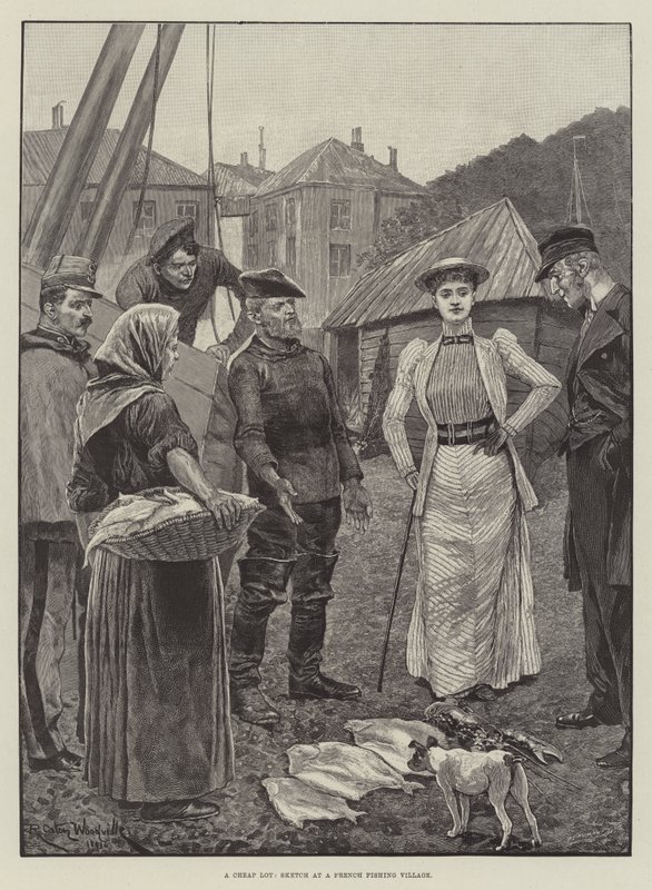Levné hodně, skica ve francouzské rybářské vesnici od Richard Caton Woodville junior