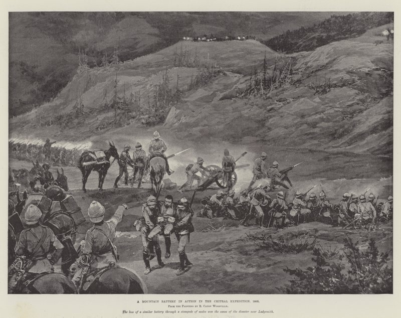 Horská baterie v akci na Chitralské expedici, 1895 od Richard Caton Woodville junior