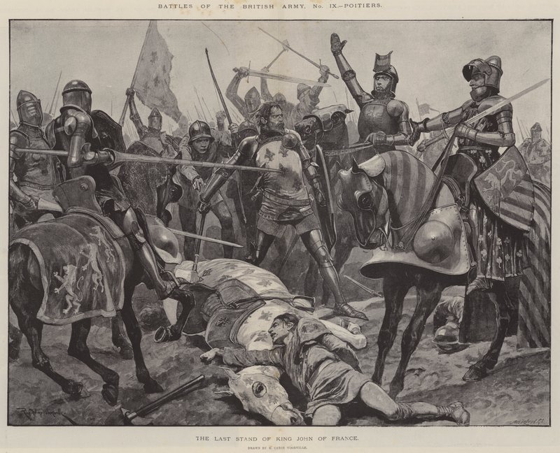 Bitvy britské armády, Poitiers, poslední boj francouzského krále Jana od Richard Caton Woodville junior