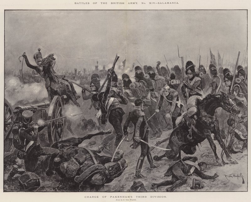 Bitvy britské armády, Salamanca, velitelství Pakenhamovy třetí divize od Richard Caton Woodville junior
