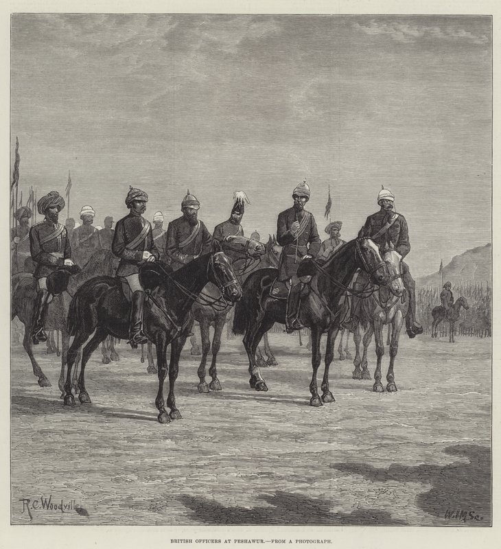 Britští důstojníci v Peshawur od Richard Caton Woodville junior