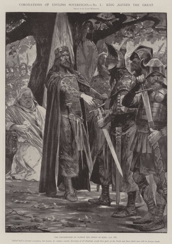 Korunovace anglických panovníků, král Alfréd Veliký od Richard Caton Woodville junior