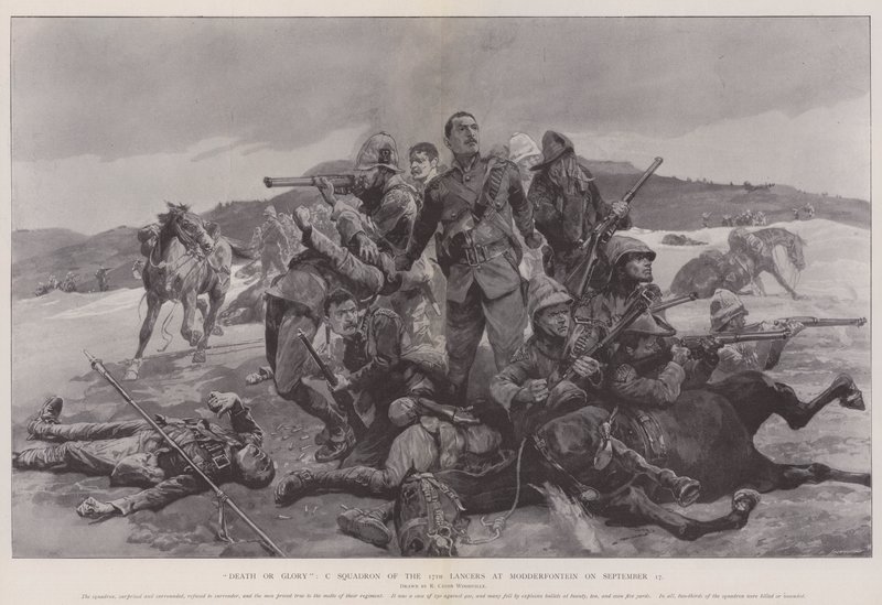 Death or Glory, eskadra C 17. Lancerů v Modderfonteinu dne 17. září od Richard Caton Woodville junior