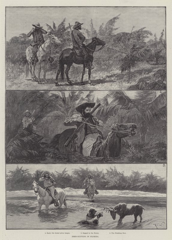 Lov jelenů na Floridě od Richard Caton Woodville junior