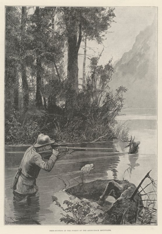 Lov jelenů v lesích Adirondackého pohoří od Richard Caton Woodville junior