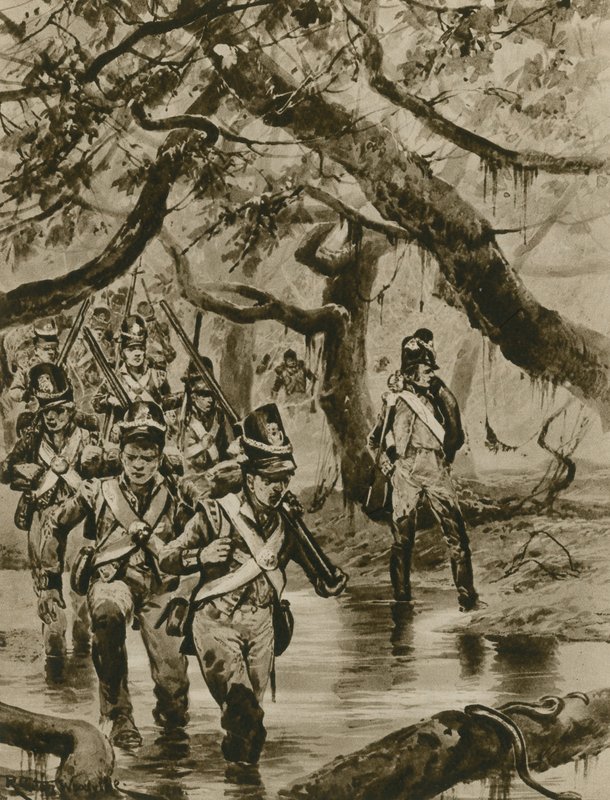 Pochod přes bažiny Britské Guyany (hlubotisk) od Richard Caton Woodville junior